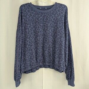 Z Supply Sweater Women's Large Purple Leopard Print Pullover Long Sleeve Top